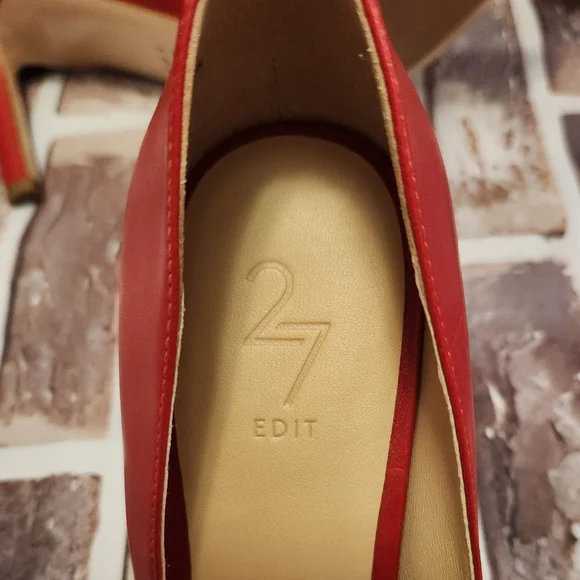 27 Edit Red Leather Pointed Toe Pumps Size 6 - Picture 9 of 10